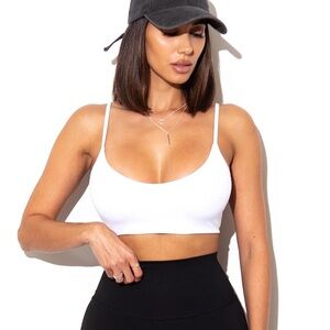 MATTE COLLECTION Minimal Ribbed Bralette - White XL